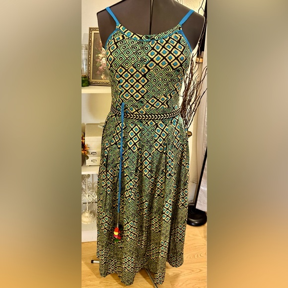 Wowzers Halter Maxi Dress Sz S Brightly Colored Unique Rainbow Decoration India - Picture 1 of 12